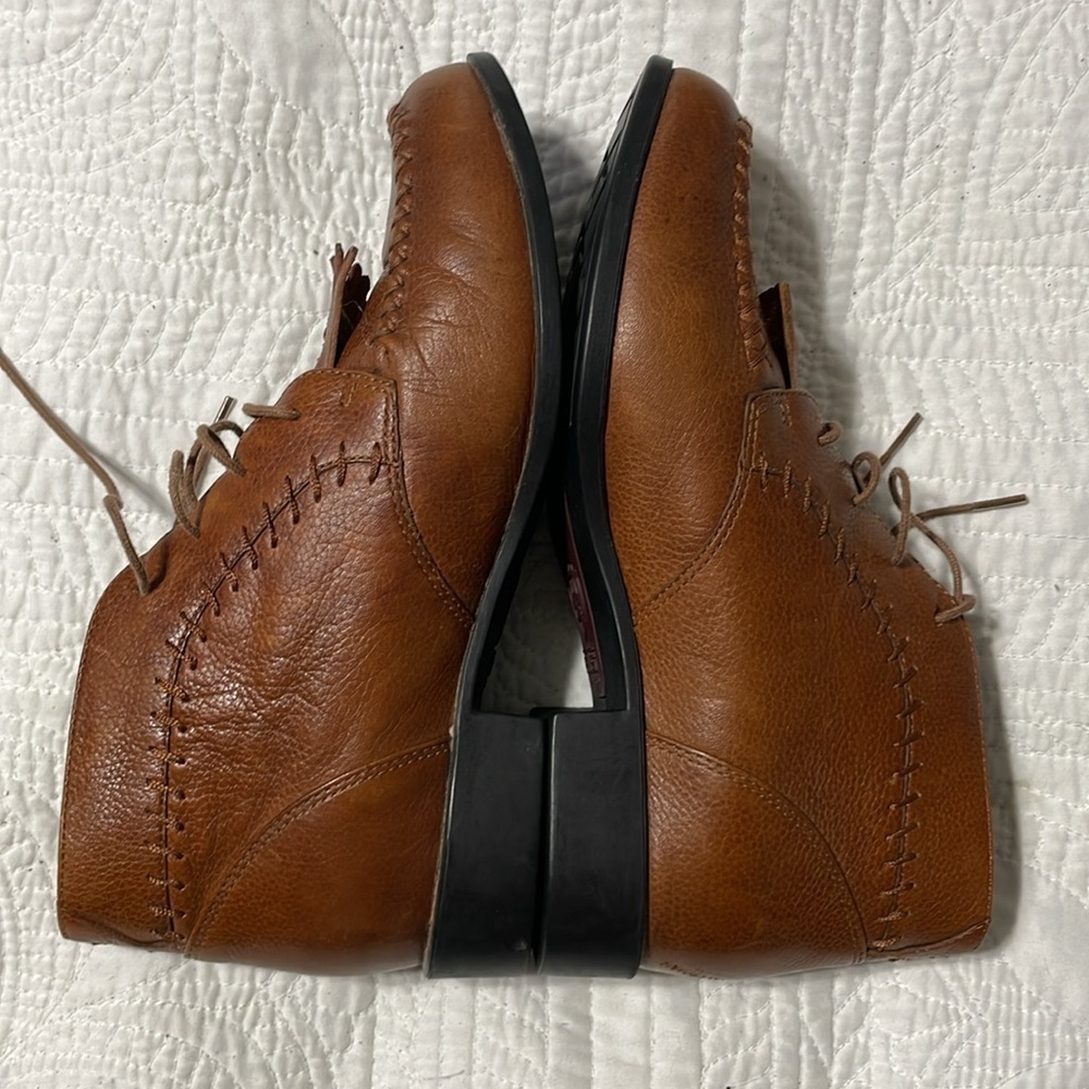 EUC Ariat Camel Leather Lace Up Fringe Boots 8B - Picture 6 of 11